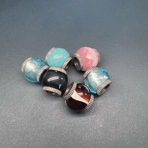 Chic Bead Charm Set in Blue, Pink, and Black